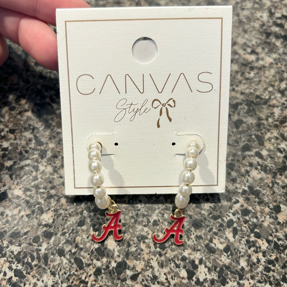 Pearl Alabama Crimson Tide Hoop Earrings NWT